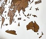 Wooden World Map 3D Art Large Wall Decor - Size (M, L, XL) Any Occasion Gift Idea - Wall Art For Home, Kitchen or Office (M (120x62 cm), VENGE)