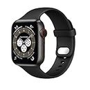 Lobnhot Compatible with Apple Watch Straps 45mm 42mm 44mm, Soft Sport Strap Silicone Replacemnet Band for iWatch Series SE 7 6 5 4 3 2 1 for Men Women(Black,42/44/45mm)