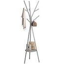 HOMEFORT Coat Rack Hat Stand Free Standing Display Hall Tree Metal Hat Hanger Garment Storage Holder with 9 Hooks for Clothes Hats and Scarves,17.72" Wx17.72 Dx70.87 H (Grey)