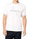 A|X ARMANI EXCHANGE mens Tonal and Contrast Logo Core Crew Neck T Shirt, Quilted Logo White, Large US