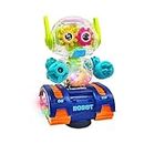 FunBlast Robot Rotating Gear Toy - Transparent Gear Electric Walking Robot Musical Toy for Kids, 360 Degree Rotating Bump & Go Robot Toy with Flashing Lights & Sound for Children (Multicolor)