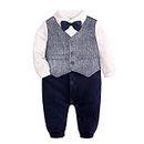 Xumplo Baby Boys Suit Gentleman Outfits Infant Formal Tuxedo Long Sleeve with Bowtie Suits Toddler Clothes for Wedding Birthday Party 12-18 Months