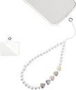 KHOLAD Universal Mobile Phone Chain & Lanyard Phone Charm with Beaded Pearl, Cell Phone Lanyard with Tether Tab, Phone Chain Strap, Hands-Free Wrist Strap, Stylish Aesthetic Mobile Accessories