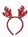 ANG Red Sequience Christmas Sequence Reindeer Head Band Hair Band for Christmas Party/Hairband for Christmas Xmas Funny Party New Year Party for Children or Adult and Girls
