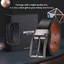 Mens Reversible Leather Belt,Leather Belts for men 1.3" Wide with Rotated Buckle
