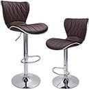 Crystal Creek® Denver PU Leather Adjustable Swivel Bar Stools with Back, Suitable for Kitchen, Cafeteria, Dining,Pubs, Office,Shops (Brown)(Set of 2)