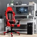 ROSE® Up Gamer Multi-Functional Footrest Ergonomic Gaming Chair with Lumbar Support | Adjustable Back Rest | Fixed Arm Rest | Office/Work from Home | Ergonomic High Back Chair (Red & Black)