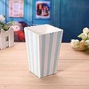 Wanna Party Movie Theater Small Popcorn Boxes - Paper Popcorn Boxes Striped Blue and White - Great for Kids Party,movie night or movie party theme, theater themed decorations or Carnival party