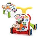 CUTE STONE Sit-to-Stand Learning Walker, 2 in 1 Baby Walker, Kids Early Educational Activity Center, Multifunctional Removable Play Panel, Baby Music Learning Toy Gift for Infant Boys Girls