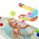 Kids Bath Toys Assemble Set, Fun DIY Slide Indoor Waterfall Track Stick to Wall with Suction Cup and Wheels Water Ball Shower Floating Bathtub Toy, Children Birthday Gifts for Boys Girls