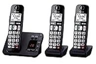 Panasonic KX-TGE823EB Digital Cordless Phone About 40 minutes Answering Machine with Nuisance Call Block and Dedicated Key, Amplified Sound Triple Black