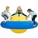 Costzon Giant Inflatable Dome Rocker Bouncer, 88'' Kids Rock and Roll Teeter Totter Seesaw and Climbing Bridge with 6 Handles, Blow Up Rocking Ball Playground Equipment Indoor Outdoor Game Toy Gifts