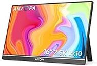 ARZOPA 2.5K Portable Monitor 16" 2560x1600 HDR Kickstand Display, 500nits 8bit QHD USB-C HDMI Laptop Monitor, 16:10 IPS Eye Care External Second Screen for Mac PC Phone PS4/5 Xbox Switch-Z1RC