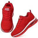 ziitop Running Shoes for Women Walking Shoes Athletic Air Cushion Tennis Shoes Ladies Non Slip Lightweight Fashion Sneakers Breathable Mesh Sport Shoes Girls Workout Casual Gym Jogging Shoes Red