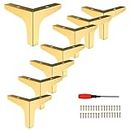 EURXLQ Metal Furniture Feet, Cabinet Feet, TV Lowboard Furniture Feet, Cabinet Feet for Cabinet, TV Cabinets, Drawers, Bedside Table, with Screws, Screwdriver (10 cm, 8 Pieces, Gold)