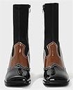 VGOLS レディースポインテッドトゥアンクルブーティ弾性分厚いブロックハイヒール快適なジッパーチェルシーブーツ靴 (Color : Black, Size : 36 EU)