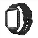 Simpeak Bands with Frame Compatible with Fitbit Blaze, Silicone Replacement Band Strap with Stainless Steel Frame Case Replacement for Fitbit Blaze, Small, Black