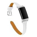Printing Leather strap Compatible With charge 4 3 Band T Shape Pattern Women Men Watchband Compatible With charge 2 3 /3SE bracelet correa (Color : White, Size : For fitbit charge 4)