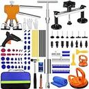 97 Pcs Car Paintless Dent Repair Kit,Auto Body Dent Puller Car Dent Removal Tools with Golden Lifter,Glue Gun,Bridge Puller, T-bar Puller,Rubber Hammer,Suction Cup,Storage Bag