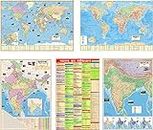 India & World Map ( Both Political & Physical ) & India Constitution Chart In HINDI | Set Of 5 | Bharat evam vishwa Rajnatik aur Prakritik map , with Bharat Ka Samvidhan Chart | भारत एवं विश्व का राजनैतिक और प्राकृतिक मैप