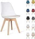 AVC Designs Single Dining Chairs Designer Wooden Home Office Commercial (White)