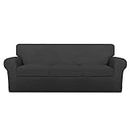 PureFit Mix & Match 4 Stück Super Stretch Stuhl Couch Abdeckung für 3 Kissen Slipcover - Spandex Rutschfest Weich Sofabezug für Kinder Haustiere Waschbar Möbelschutz (Sofa, Dunkelgrau/Dunkelgrau)