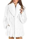 Tngan Womens Fuax Fur Coat Winter Warm Fluffy Faux Fur Parka Jacket Thick Plus Size Outerwear Overcoat, White, Medium