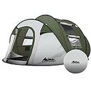 Weisshorn Pop Up Camping Tent, 5 Person Easy Setup Dome Tents Outdoor Family Travel Hiking Trip, Portable Shelter Sun Protection Water Resistance Green.