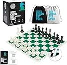 Best Chess Set Ever 3X Modern, Chess Set with 20” x 20” Foldable Silicone Board and Triple Weighted Modern Style Pieces, Packs and Travels Easy, Modern Heavyweight Edition