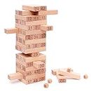 Toy Imagine™ Tumbling Tower Game for Kids and Adults, Wooden Blocks with 4 Dices Game|Stacking Game Challenging|Maths Game