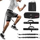Ueasy Vertical Jumping Trainer Jump Resistance Bands System Horizontal Leaping Fitness Basketball Volleyball Football Tennis Leg Agility Training (Black-60pounds)
