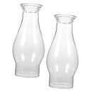 Oil Lamp Chimney Replacement 2PCS Oil Lamp Chimney 2.7 inch Base, Clear Glass Crimped Top Chimney for Oil and Kerosene Style Lamps