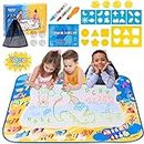 Kidpolis Water Doodle Mat 40 x 32 Inches Large Aqua Coloring Mat Mess Free Coloring Water Drawing Mat Educational Travel Toys Gifts for 2 3 4 5 6 7 Year Old Kids Toddlers Boys Girls (My ABC)