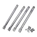 WELL GRILL 4-Pack Universal Gas Grill Burner, Stainless Steel Burner Tube, BBQ Replacement Part for Weber, Brinkmann, Uniflame, Adjustable from 35.5cm to 48.3cm (Round Tail)