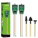 SONKIR Soil pH Meter, MS02 3-in-1 Soil Moisture/Light/pH Tester Gardening Tool Kits for Plant Care, Great for Garden, Lawn, Farm, Indoor & Outdoor Use (Green), 2 Packs