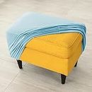 HOKIPO Original Velvet Foot Stool Cover Ottoman Slipcover, Stretch Fitted, Removable Washable, Furniture Cover Protector, Sky Blue (AR-4801-SBLU)