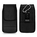 Nylon Mobile Phone Holster Pouch Belt Clip Case Card Holder for Samsug Galaxy A04S A05S A14 A13 A23 S24 Ultra S23 Ultra S22 Ultra M13, Redmi Note 13 12 Pro / A2, Honor X6a, BlackView A52, Nokia G42