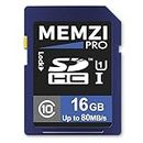 MEMZI PRO - Carte mémoire SDHC 16Go, Classe 10, 80 Mo/s, pour caméras numériques Panasonic Lumix TZ ou TS