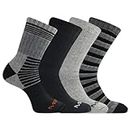 Merrell Men's and Women's Thermal Wool Blend Hiking Crew Sock with Arch Support 4 Pair Pack, Black Assorted, Shoe Size: 10-13