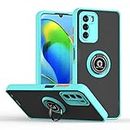 HAOYE Case for ZTE Blade V40 Vita, Translucent Heavy Duty Shockproof Cover with Ring Holder Kickstand, Double Layer Silicone TPU + Hard PC Case. Sky Blue