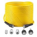 Tool Daily Pressure Washer Hose 50 FT X 1/4", Power Washer Replacement Extension Hose with M22 14mm Fitting, Kink Resistant,3/8" Quick Connect Kit For Gas & Electric Pressure Washer, 3600 PSI