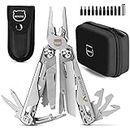 MIAOKE Multitool 23 in 1 with Premium Gift Box, Screwdrivers Saw Screwdrivers Bottle Opener Pliers Camping Knife Cool Gadgets for Men, Best Gift for Boyfriend Son Dad Him Husband, (Silver-Discover)