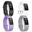 4 Pack Bands for Fitbit Charge 2,Silicone Fitness Sport Wristbands for Women Men Large(Black + White + Light Gray + Light Purple)