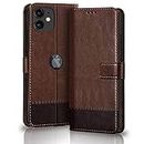 TheGiftKart iPhone 11 Flip Back Cover Case | Dual-Color Leather Finish | Inbuilt Stand & Pockets | Wallet Style Flip Back Case Cover for iPhone 11 (Brown & Coffee)