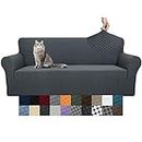 YEMYHOM Couch Cover Latest Jacquard Design High Stretch Sofa Covers for 3 Cushion Couch, Pet Dog Cat Proof Slipcover Non Slip Magic Elastic Furniture Protector (Sofa, Dark Gray)