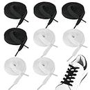 SUSSURRO 4 Pairs Flat Shoe Laces Athletic Shoelaces 47 Inch Black and White Flat Shoe Lace for Running Sneakers Hiking Shoes