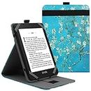 VOVIPO Universal 6 Inch kindle Paperwhite Protective Case, Folio Stand Cover for Kindle/Kobo/Tolino/Pocketbook/Sony 6 inch eReader,With Multiple Viewing Angles-Apricot Flower