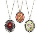 3 Pack Pendant Embroidery Starter Kit for Beginners,MWOOT Retro Necklace Series Cross Stitch Tools for Necklace & Earrings & Hand Sewing Jewelry & Creative Gifts,Style B