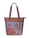 ZOUK Multicolor Mandala Floral Printed Women's Jute Handcrafted Vegan Leather Multicolor Everyday Tote