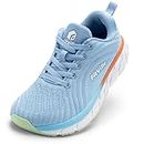 FitVille Women's Wide Toe Box Road Running Shoes Wide Athletic Tennis Sneakers FlowCore Running Shoes V2 Sky Blue